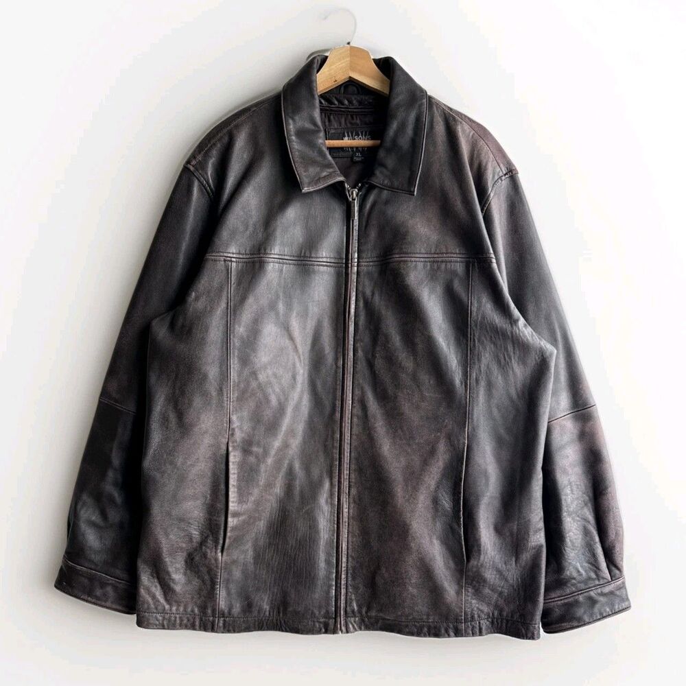 Vintage Wilson's Pelle Studio Brown Leather Bomber Jacket Thinsulate Men's XL